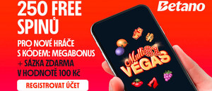 Casino bonus na automaty Betano – 250 free spinů