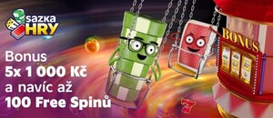 Sazka Hry bonus až 5× 1 000 Kč a free spiny